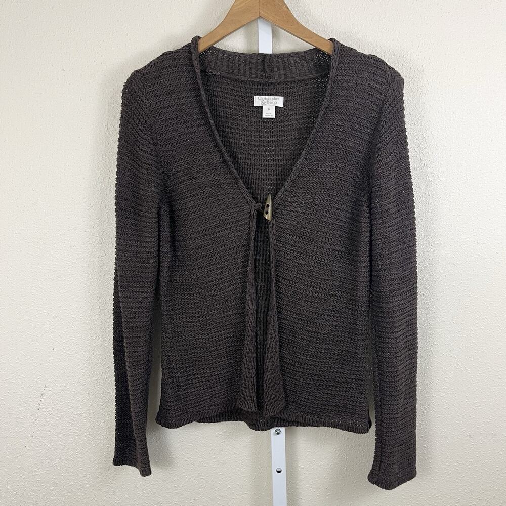 Vintage Y2K Christopher & Banks Knit Cardigan Sweater M Medium Chocolate Brown